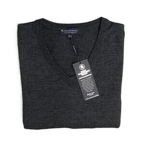 Hart Schaffner Marx Sweater Men's 3XB Big & Tall V-Neck Merino Wool Charcoal NEW